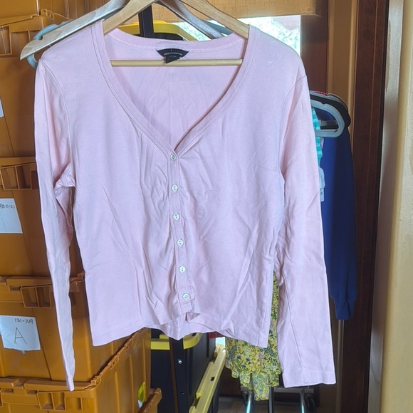 Vintage Moda International Pink V-Neck Button-Up 100% Cotton Women's Top Size XL - Picture 1 of 5